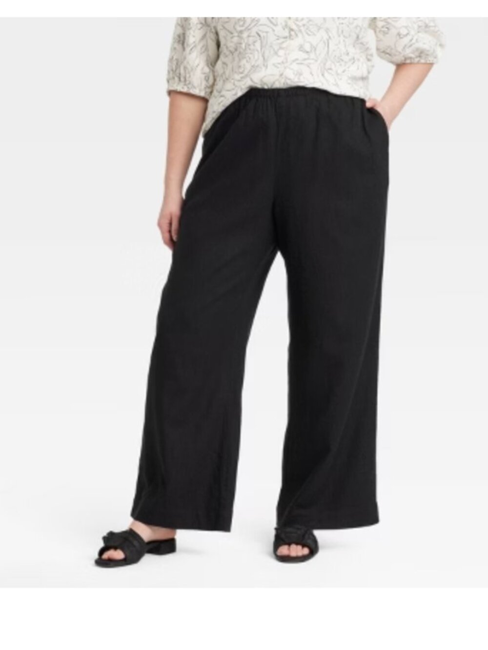 NWT Cynthia Rowley Linen Blend Black Wide Leg pants 3X
